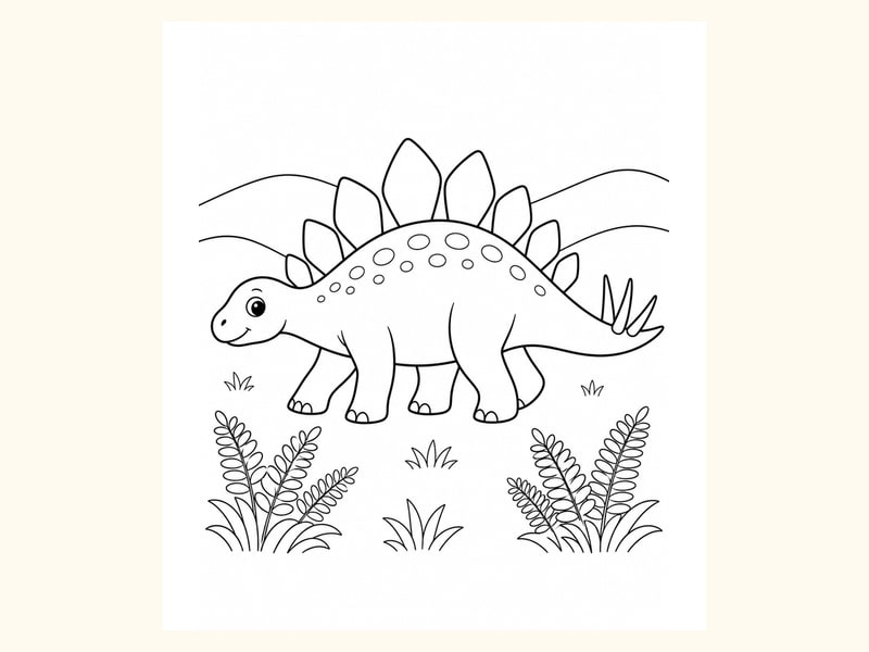 Simple Stegosaurus Side View printable preview