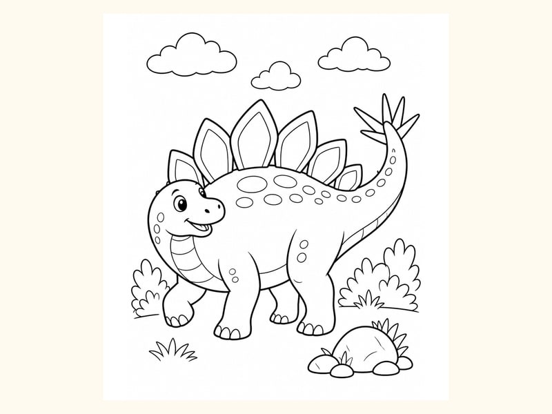 Standing Stegosaurus with a Smile printable preview