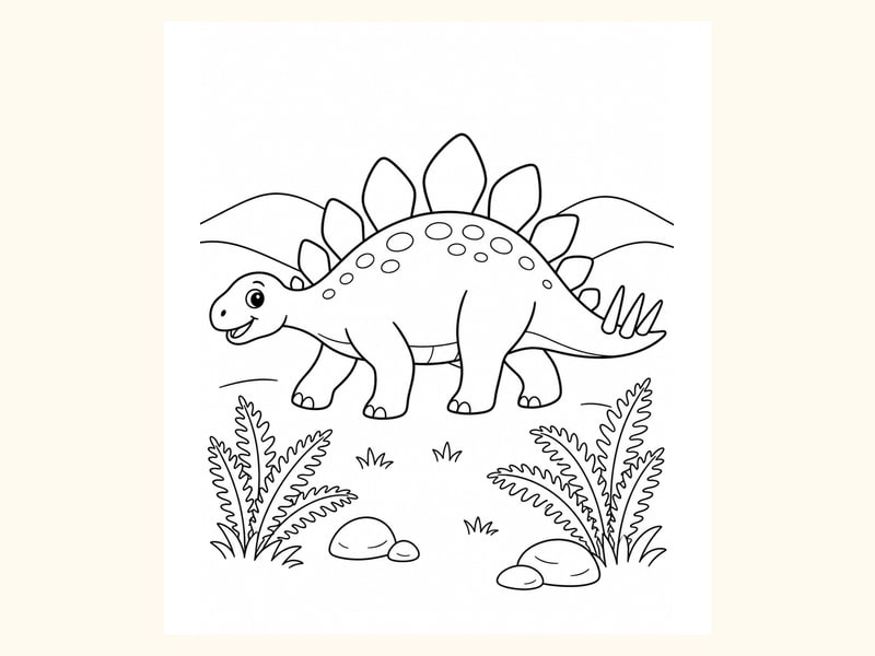 Classic Stegosaurus Side View printable preview
