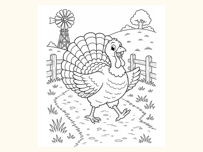 Turkey Coloring Page 4 printable preview
