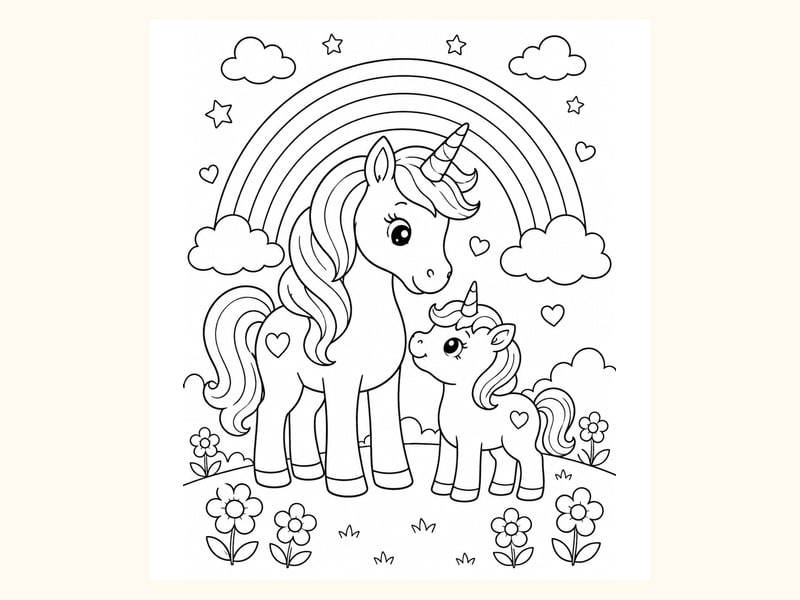Unicorn Family printable preview
