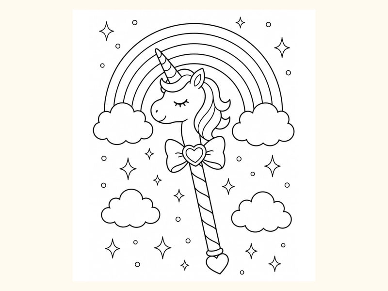 Unicorn Wand with Rainbow printable preview