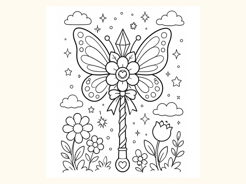 Wand with Butterfly Wings printable preview